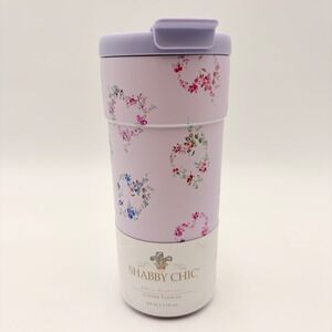 Shabby Chic 24oz Cortado Coffee Tumbler Lavender Floral Heart Stainless Steel